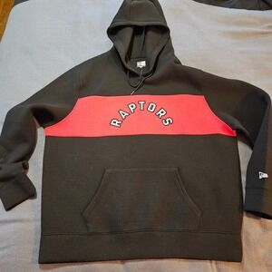 New Era Toronto Raptors Black‎ Red Arch Logo Hoodie Sweatshirt Mens 2XL